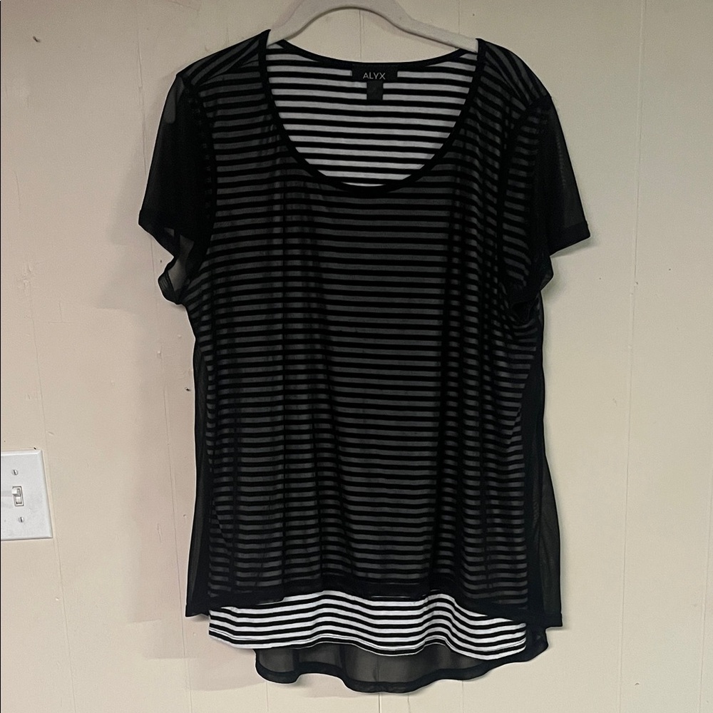 Alyx Sheer Black and White Striped Tee